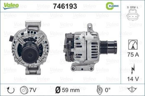 Valeo 746193 - Генератор autospares.lv