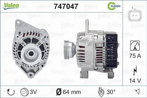 Valeo 747047 - Генератор autospares.lv