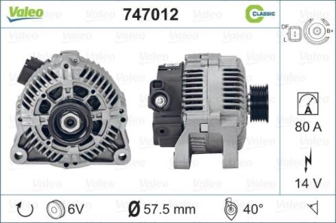 Valeo 747012 - Генератор autospares.lv