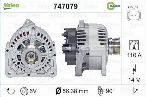 Valeo 747079 - Генератор autospares.lv