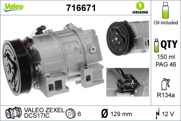 Valeo 716671 - Компрессор кондиционера autospares.lv