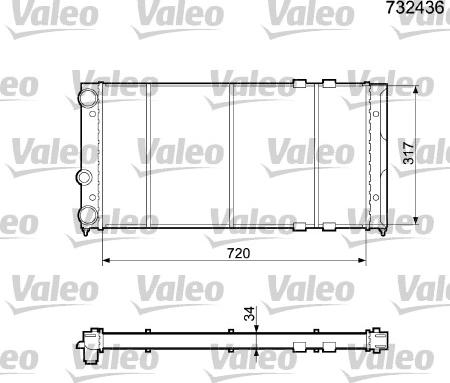 Valeo 732436 - Радиатор, охлаждение двигателя autospares.lv