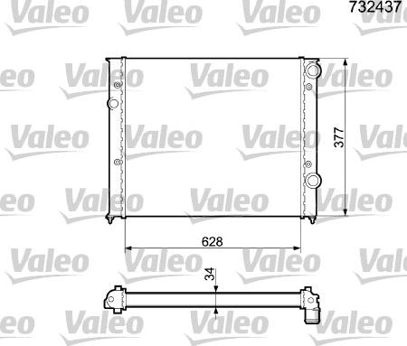 Valeo 732437 - Радиатор, охлаждение двигателя autospares.lv