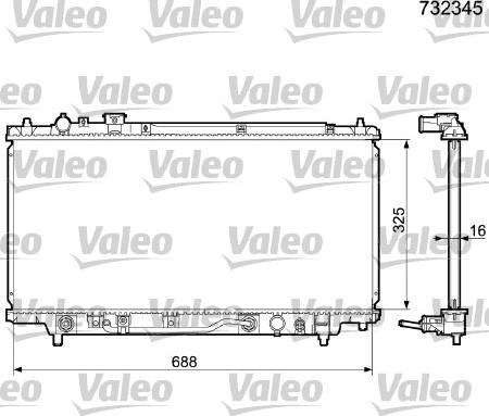 Valeo 732345 - Радиатор, охлаждение двигателя autospares.lv