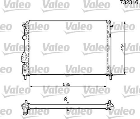 Valeo 732316 - Радиатор, охлаждение двигателя autospares.lv