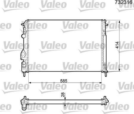 Valeo 732316 - Радиатор, охлаждение двигателя autospares.lv