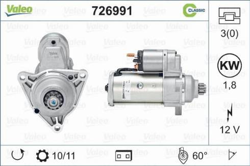 Valeo 726991 - Стартер autospares.lv