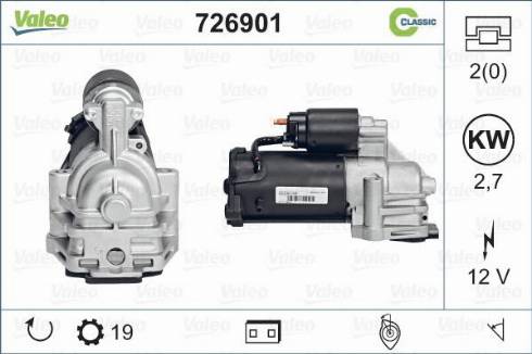 Valeo 726901 - Стартер autospares.lv