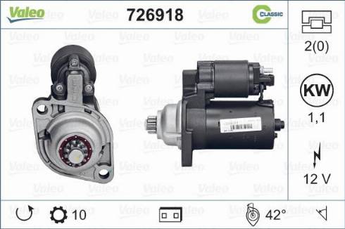 Valeo 726918 - Стартер autospares.lv