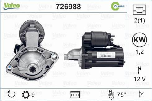 Valeo 726988 - Стартер autospares.lv