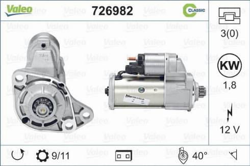 Valeo 726982 - Стартер autospares.lv