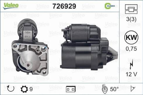 Valeo 726929 - Стартер autospares.lv