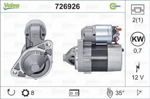 Valeo 726926 - Стартер autospares.lv