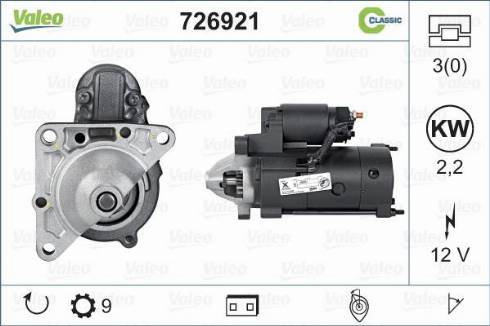 Valeo 726921 - Стартер autospares.lv