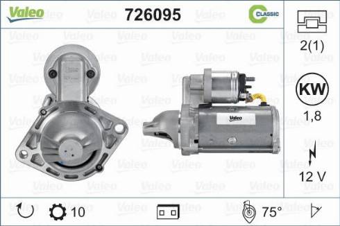 Valeo 726095 - Стартер autospares.lv