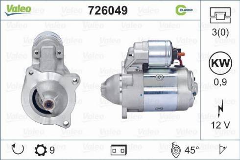 Valeo 726049 - Стартер autospares.lv