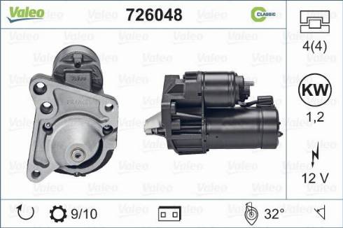 Valeo 726048 - Стартер autospares.lv