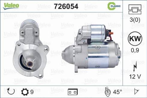 Valeo 726054 - Стартер autospares.lv