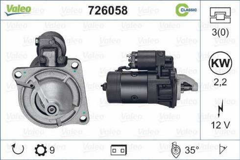 Valeo 726058 - Стартер autospares.lv