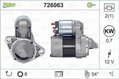 Valeo 726063 - Стартер autospares.lv