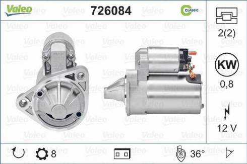 Valeo 726084 - Стартер autospares.lv