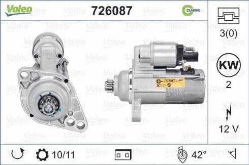 Valeo 726087 - Стартер autospares.lv