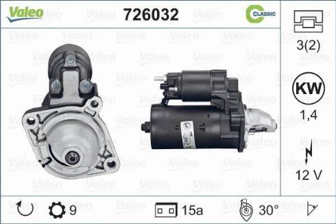 Valeo 726032 - Стартер autospares.lv