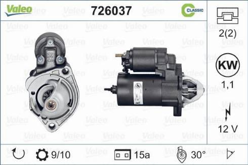 Valeo 726037 - Стартер autospares.lv