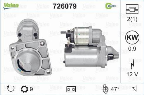 Valeo 726079 - Стартер autospares.lv