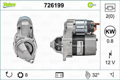 Valeo 726199 - Стартер autospares.lv