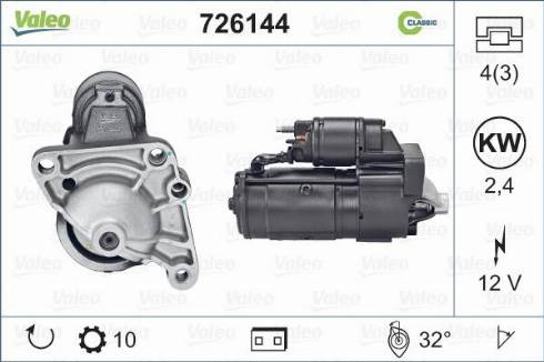 Valeo 726144 - Стартер autospares.lv