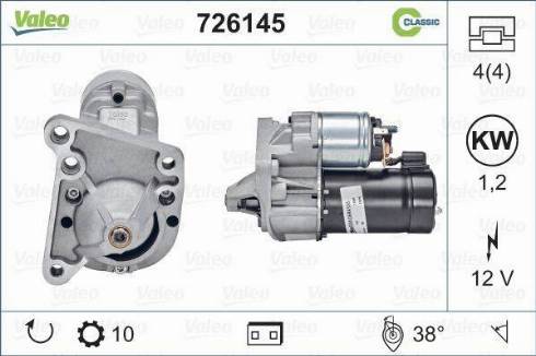 Valeo 726145 - Стартер autospares.lv