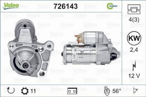 Valeo 726143 - Стартер autospares.lv