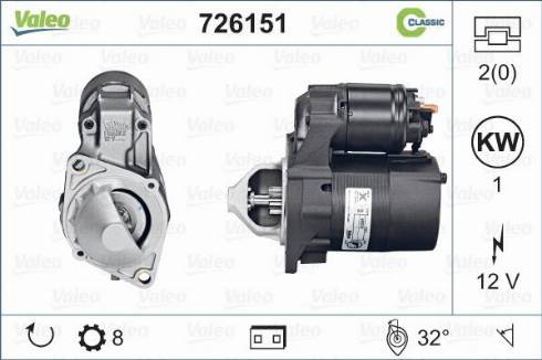 Valeo 726151 - Стартер autospares.lv