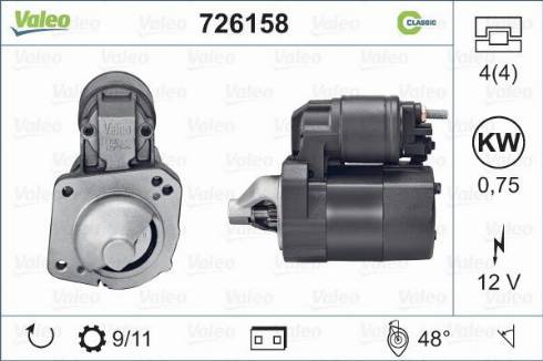 Valeo 726158 - Стартер autospares.lv