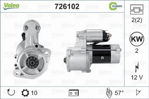 Valeo 726102 - Стартер autospares.lv