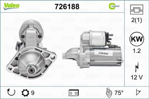 Valeo 726188 - Стартер autospares.lv