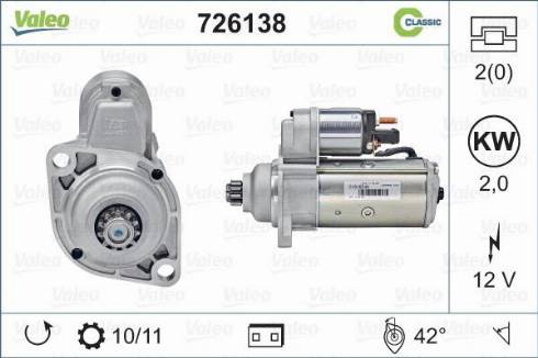 Valeo 726138 - Стартер autospares.lv