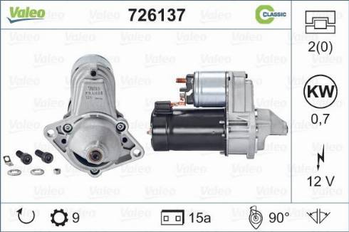 Valeo 726137 - Стартер autospares.lv