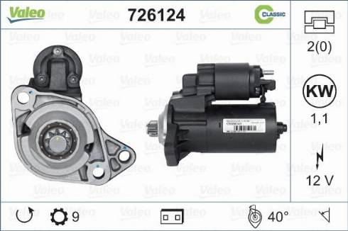 Valeo 726124 - Стартер autospares.lv