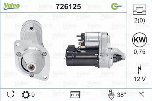 Valeo 726125 - Стартер autospares.lv