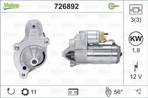 Valeo 726892 - Стартер autospares.lv