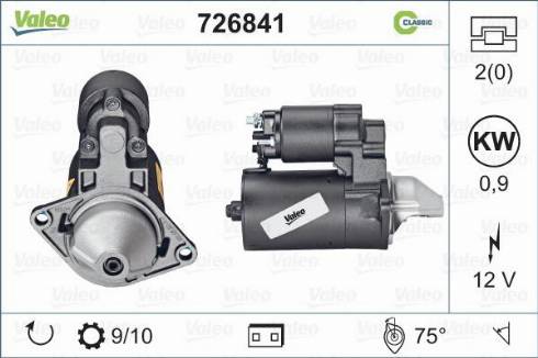 Valeo 726841 - Стартер autospares.lv