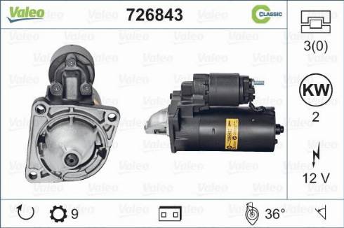 Valeo 726843 - Стартер autospares.lv