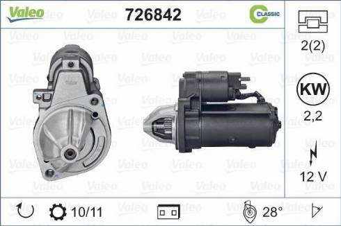 Valeo 726842 - Стартер autospares.lv