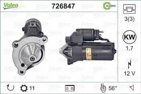 Valeo 726847 - Стартер autospares.lv