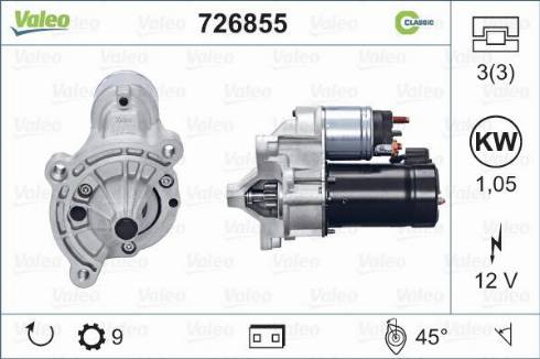 Valeo 726855 - Стартер autospares.lv