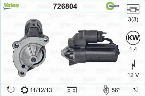 Valeo 726804 - Стартер autospares.lv