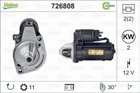 Valeo 726808 - Стартер autospares.lv