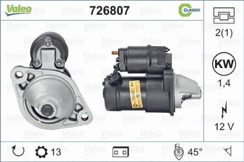 Valeo 726807 - Стартер autospares.lv